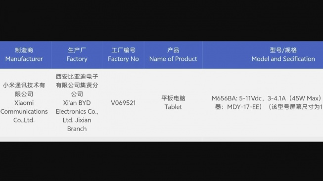 Bocoran Xiaomi Pad 9 Series. [Gizmochina]