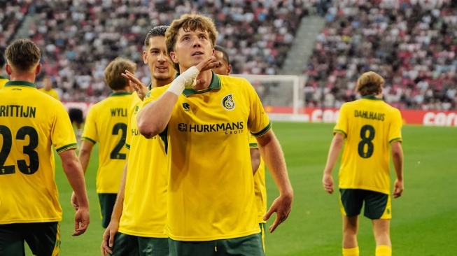 Striker Timnas Indonesia, Ole Romeny mencetak gol pada laga debut bersama Fortuna Sittard di pekan pertama Eredivisie, Sabtu (8/8/2026) malam waktu setempat. [Instagram Fortuna Sittard]