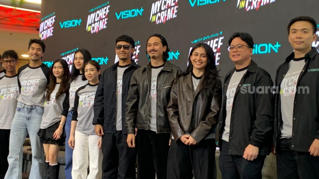 Sintya Marisca dan Roy Sungkono dalam konferensi pers serial My Chef in Crime di Semanggi, Jakarta Pusat pada Rabu, 5 Agustus 2026