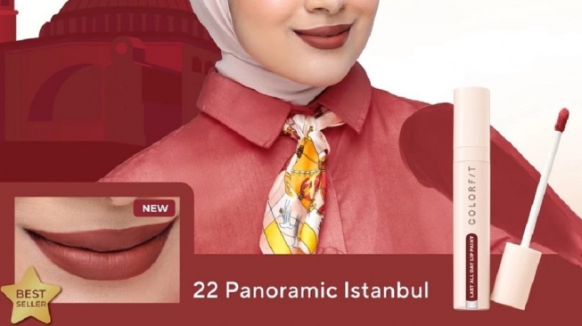 Wardah Colorfit Last All Day Lip Paint Shade 22 Panoramic Istanbul (Shopee)
