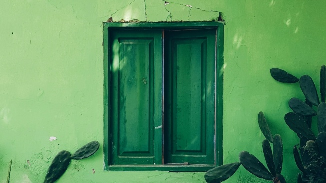 Rumah warna hijau. [Unsplash/Martin Widenka]
