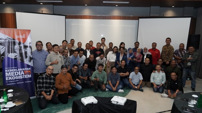 Peserta diskusi "Keberlanjutan Media dan Ekosistem" di Hotel Whiz Luxe Spasio, Surabaya, Jawa Timur, Kamis (13/8/2026).