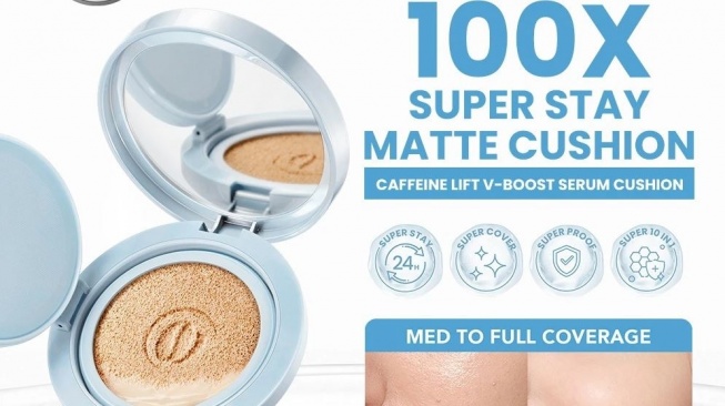 Cushion waterproof, YOU Caffeine Lift V-Boost Serum Cushion. (Shopee)