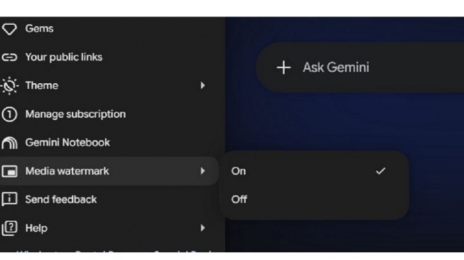 Cara mematikan watermark Gemini. [Suara.com]