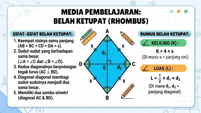 Rumus luas dan keliling belah ketupat. (Suara.com/AI)
