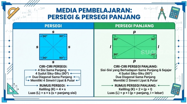 Persegi dan persegi panjang. (Suara.com/AI)