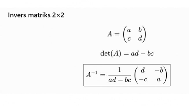rumus invers matriks ordo 2x2 (ist)