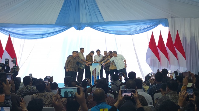 Groundbreaking Rusun MBR di Manggarai, Jakarta, Jumat (21/8/2026). [Suara.com/Fakhri]