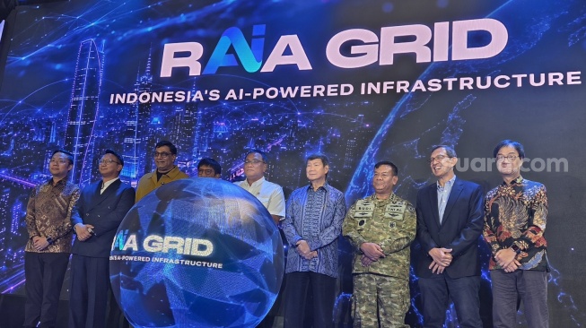 Peluncuran RAIA Grid oleh PT Infra Fiber Teknologi (IFT), perusahaan infrastruktur digital hasil kolaborasi Arsari Group dan Indosat Ooredoo Hutchison (IOH), di Jakarta, Rabu (26/8/2026). [Suara.com/Dythia]