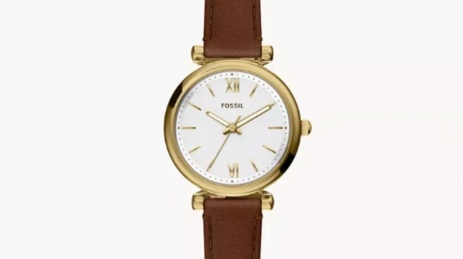 Fossil Carlie Mini Three-Hand Brown Leather Watch 28MM