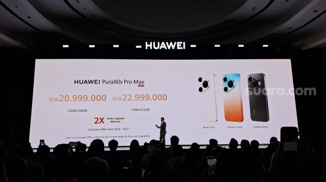 Peluncuran HUAWEI Pura 90s Pro Max di Indonesia, Jumat (28/8/2026). [Suara.com/Rahma]