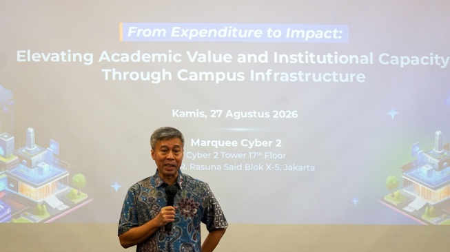 President of CBN Group Dani Sumarsono memberikan sambutan saat penandatanganan kerja sama antara CBN dan Wasabi Technologies di Jakarta, Kamis (27/8/2026). [handout]
