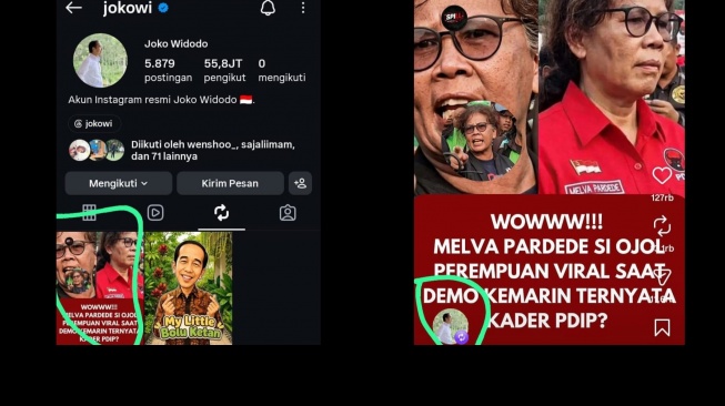 jokowi posting ulang konten melva (ist)