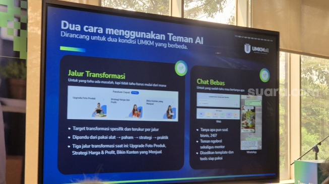 UMKMall meluncurkan Teman AI untuk UMKM, Jakarta, Rabu (2/9/2026). [Suara.com/Dythia]
