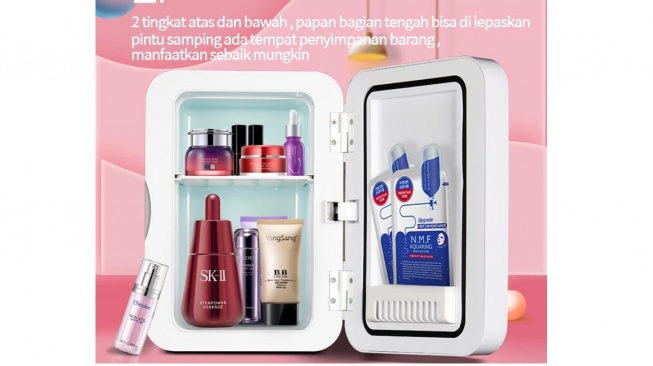 BLUE SKY 8L Kulkas Skincare Mini Fridge (shopee)
