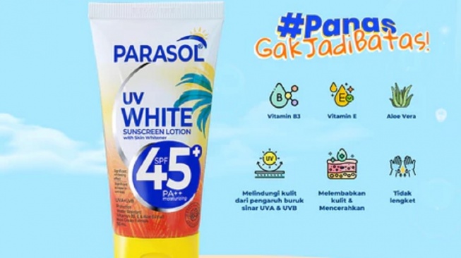 Parasol UV White Sunscreen Lotion SPF 45 PA++ (Shopee)