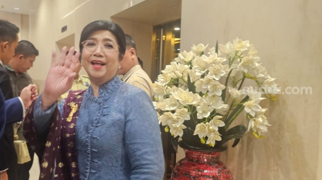 Gubernur Bank Indonesia, Destry Damayanti (tengah) di Gedung Mahkamah Agung, Jakarta, Rabu (2/9/2026). [Suara.com/Rina A]