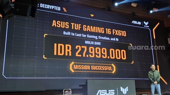 Country Manager ASUS Indonesia, Lenny Lin dalam peluncuran ASUS TUF Gaming 16 (FX610) di Jakarta, Kamis (3/9/2026). [Suara.com/Rahma]