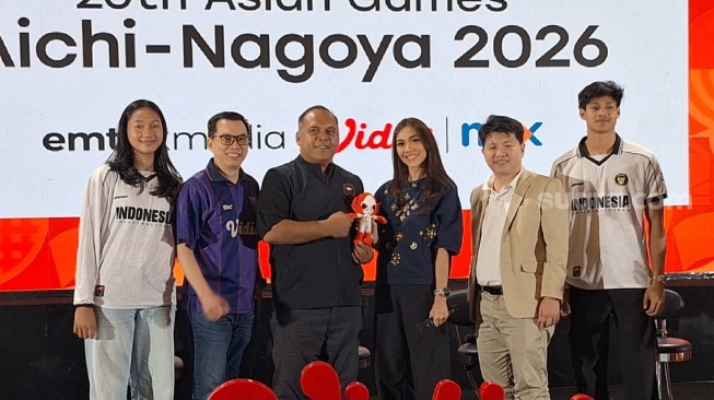 Konferensi Pers Tayangan ASIAN Games 2026 di kawasan Senayan, Jakarta (Suara.com/Adie Prasetyo Nugraha)