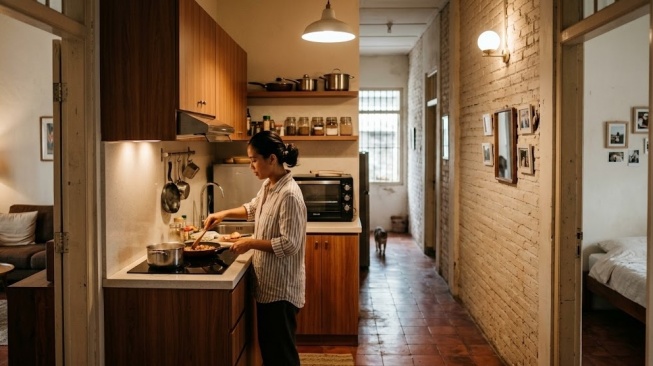 Ilustrasi dapur di lorong rumah (Gemini AI)
