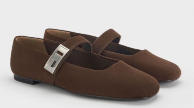 Charles & Keith Lando Faux Suede Mary Jane Flat. [Charles&Keith]