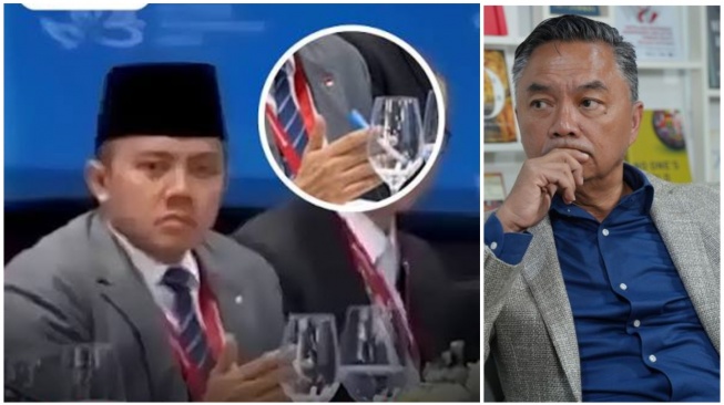 Dino Patti Djalal Nasihati Seskab Teddy Main Pulpen di Hadapan Putin