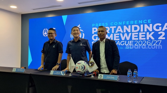 Konferensi Pers I.League jelang laga Persija vs Persib di Stadion GBK, Jakarta (Suara.com/Adie Prasetyo Nugraha).