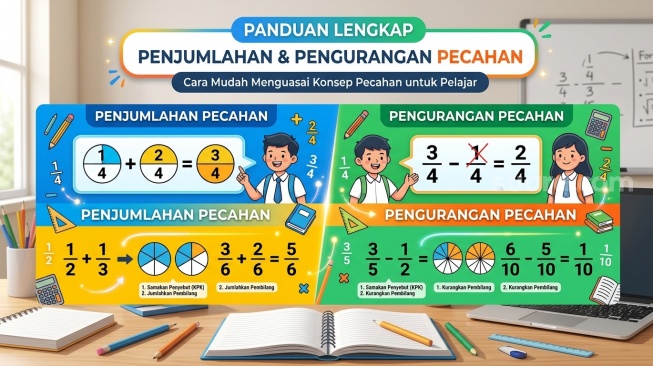 Cara Penjumlahan dan Pengurangan Pecahan Beda Penyebut yang Wajib Dikuasai