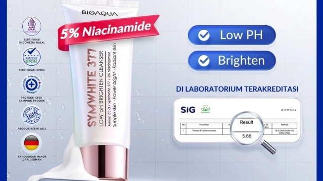 Bioaqua Facial Wash SymWhite 377 Low PH Brightening Cleanser (Shopee)