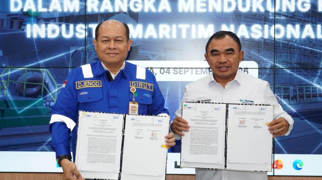 PT Biro Klasifikasi Indonesia (Persero) atau BKI memperkuat sinergi dengan PT PAL Indonesia melalui kerja sama di bidang operasi dan pengembangan bisnis dalam rangka mendukung kemajuan industri maritim nasional. [handout]
