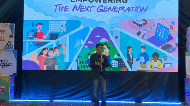 Direktur Utama Suara.com, Suwarjono saat membuka acara Gen Z Impact Fest 2026 di UC Hotel UGM Yogyakarta, Sabtu (12/9/2026)