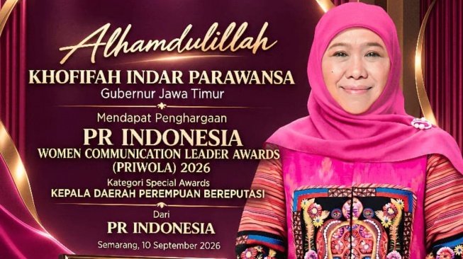 Gubernur Khofifah Raih PRIWOLA 2026, Tegaskan Komitmen Perkuat Komunikasi Publik di Jatim