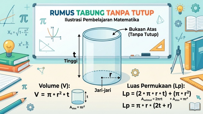 Bangun ruang tabung tanpa tutup. (AI)