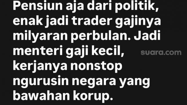 Komentar akun Instagram Yudo Sadewa usai Purbaya Yudhi Sadewa dicopot dari Menkeu, Senin (14/9/2026). [Instagram @bc.8a41121a]