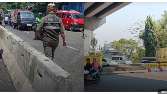 Barier Beton Digeser Demi Putaran Liar, Dishub Pasang Pengaman Tambahan di Flyover Pesing