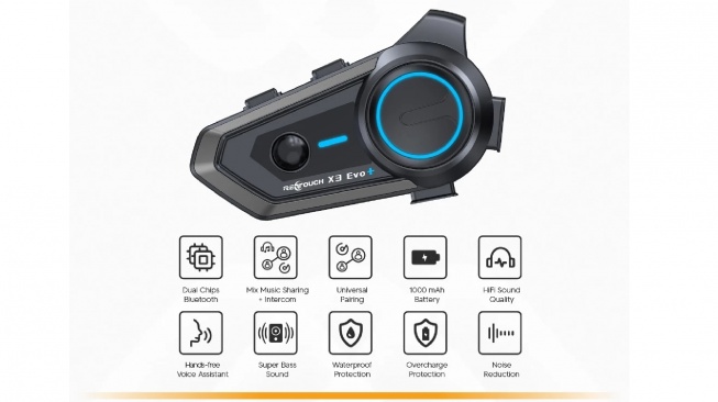 RETOUCH X3 EVO+ Intercom Bluetooth Helmet (shopee)