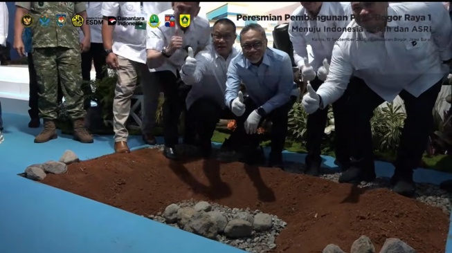 Peletakan batu pertama atau groundbreaking Proyek PSEL Bogor Raya 1, Jawa Barat, Kamis (17/9/2026). [Tangkapan layar] 