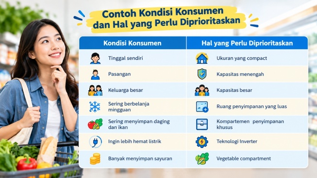 Kapasitas, fitur, dan konfigurasi kulkas yang sesuai dengan kebiasaan sehari-hari. (Dok: Panasonic)