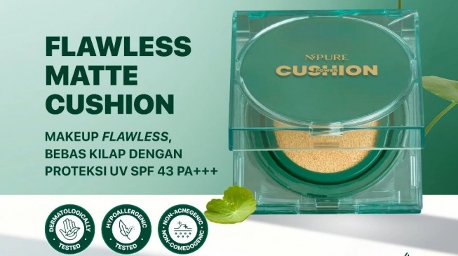 Cushion dengan hasil akhir matte untuk kulit berminyak. (Shopee)