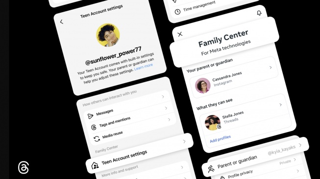 Fitur parental control Threads. [Meta]