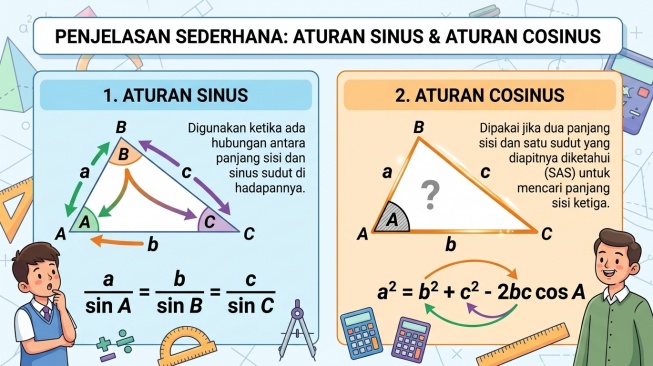 Aturan sinus dan cosinus dalam matematika. (Gemini AI)