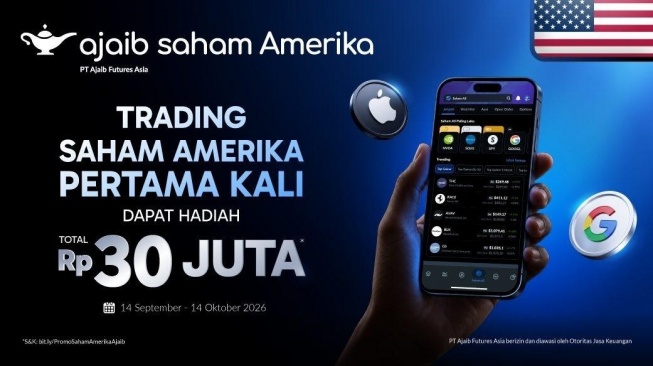 Ajaib sedang mengadakan Program Trading Saham AS Pertama Kali, Dapatkan Kesempatan Memenangkan Hadiah Total Saldo Rekening Saham AS Rp30 Juta. (Dok: RankPillar)