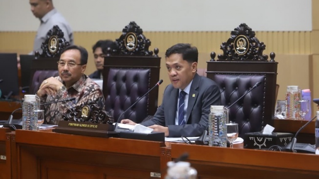  Ketua Komisi III DPR RI Habiburokhman dalam Rapat Dengar Pendapat Umum (RDPU) bersama Komisi III DPR RI terkait pembahasan RUU Perampasan Aset, di Kompleks Parlemen, Jakarta, Rabu (23/9/2026). [Ist]
