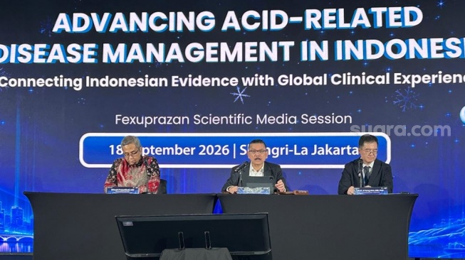 Peluncuran fexuprazan oleh Daewoong di Jakarta, Senin (21/9/2026). (Suara.com/Dini Afrianti Efendi)