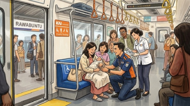 Penumpang Melahirkan di Dalam KRL, Perjalanan Sempat Dihentikan di Stasiun Rawabuntu
