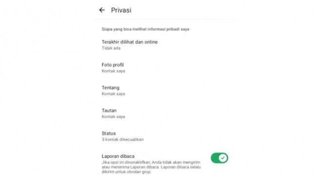 Fitur WhatsApp - 2 Pilih menu Privasi. [Suara.com]