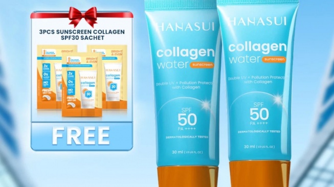 Hanasui Collagen Water Sunscreen SPF 50 PA++++ (Shopee)