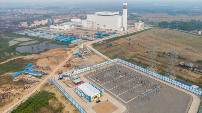 Foto udara tempat Pengolahan Sampah Menjadi Energi Listrik (PSEL) Keramasan, Kertapati, Palembang, Sumatera Selatan, Kamis (24/9/2026). [ANTARA FOTO/Nova Wahyudi/sgd]
