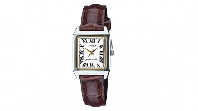 Casio General LTP-V007L-7B2UDF Tank White Dial Brown Leather Band