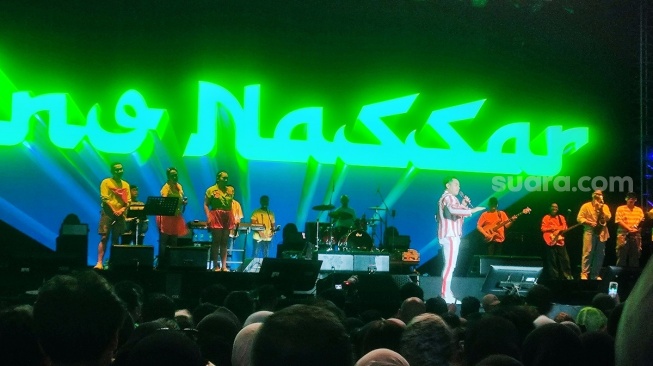 King Nassar memberikan penampilan yang sempurna pada ajang PestaPora 2026, Jumat (25/9/2026) malam. [Ferry Noviandi/Suara.com]